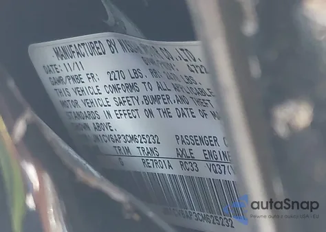 2012 Infiniti G37 Journey z USA, uszkodzony, nr VIN JN1CV6AP3CM625232